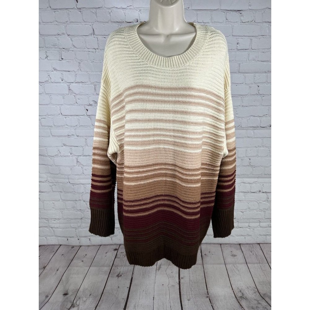 NWT GiGio Multicolored Striped Long Sleeve Pullover Mini Short Sweater Dress M